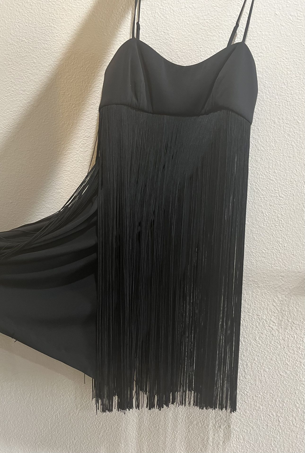 Calvin Klein Black Fringe Cocktail Dress