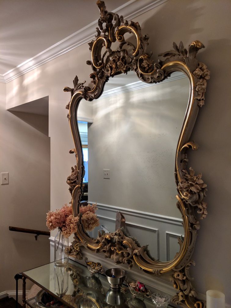 Antique floral Italian or French Mirror Rococo Gold
