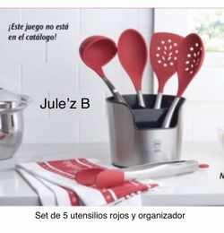 Princess House Juego De 5 Utensilios Rojos Y Organizador Nuevos En Sus Cajas No Se Venden Por Separado El Precio Es Fijo