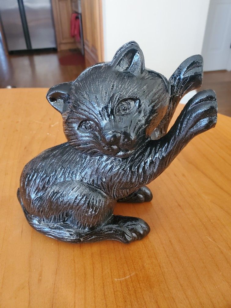 Vintage Cast Iron 6" Cat Bookend / Door Stop