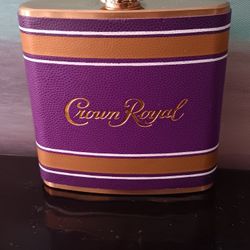 Crown Royal Flask Purple & Gold 2018 Collector 6oz Stainless Steel Leather Wrap