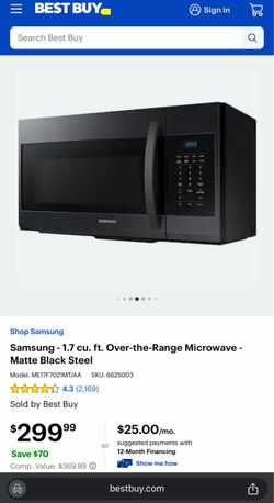 Samsung Over-the-Range Microwave Matte Black Steel - UNOPENED