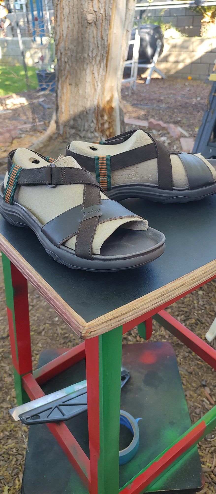 Jambu Men's Rocky Sandal in Dark Brown - Leather Flats Sz8