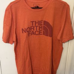 The North Face Shirt Men Medium Orange Short Sleeve Crew Neck Cotton Blend