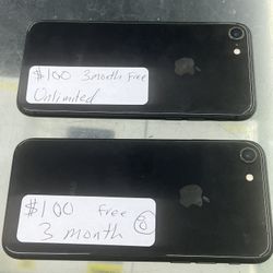 Apple iPhone 8 factory unlocked comes with three months unlimited. Everything included with purchase.