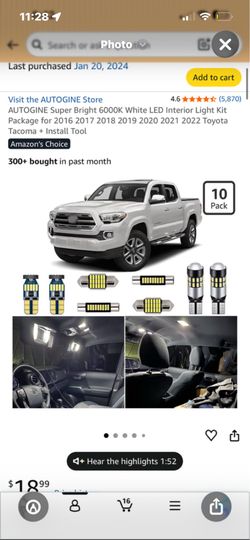 AUTOGINE Super Bright 6000K White LED Interior Light Kit