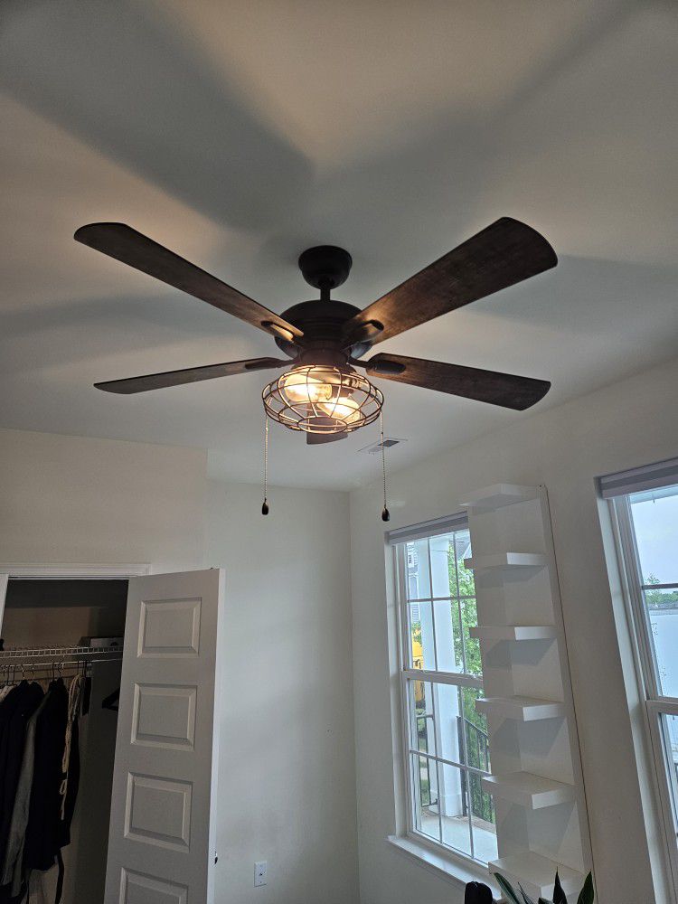 Ceiling Fan 52" With Cage Lighting w/Edison Bulbs