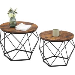 VASAGLE Small Coffee Table Set of 2