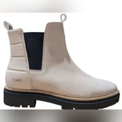 NEW TOMS SKYLAR Sahara Beige Nude Cream Black Chelsea Chukka Boots 6