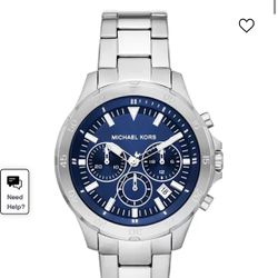 Micheal Kors Men's Greyson Chronograph Silver-Tone Stainless Steel Watch 43mm