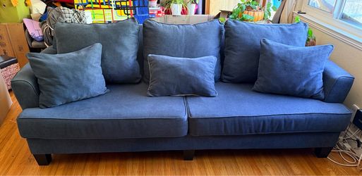 Beautiful Large 100” Navy Blue Sofa – Excellent Condition