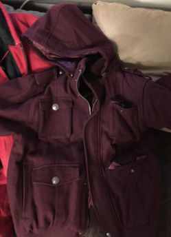 Men's xL burgundy coat with hood $60 obo