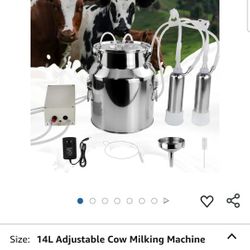 14L Cow Milking Machine, Continuously
Adjustable Suction Pulsation Vacuum Electric Milker,
Portable Livstock Milking Machine with Stainless Bucket(US
