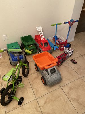 Photo BIKE-SCOOTERS-BIG PUSH TOYS prices ranging from $10-$35. Read in description for pricing