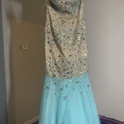 Mermaid Little Blue Prom Dress / Birthday Dress