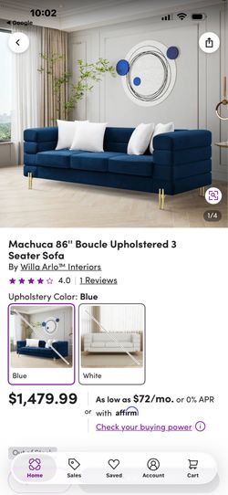 Machuca 86”. Boucle upholstered 3 estar sofa new
