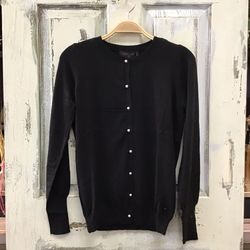 Black Cardigan With Pearl Buttons