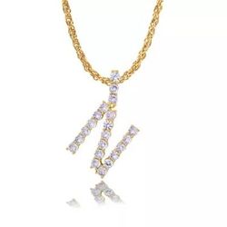 18K Gold Pl Stainless Steel Letter CZ