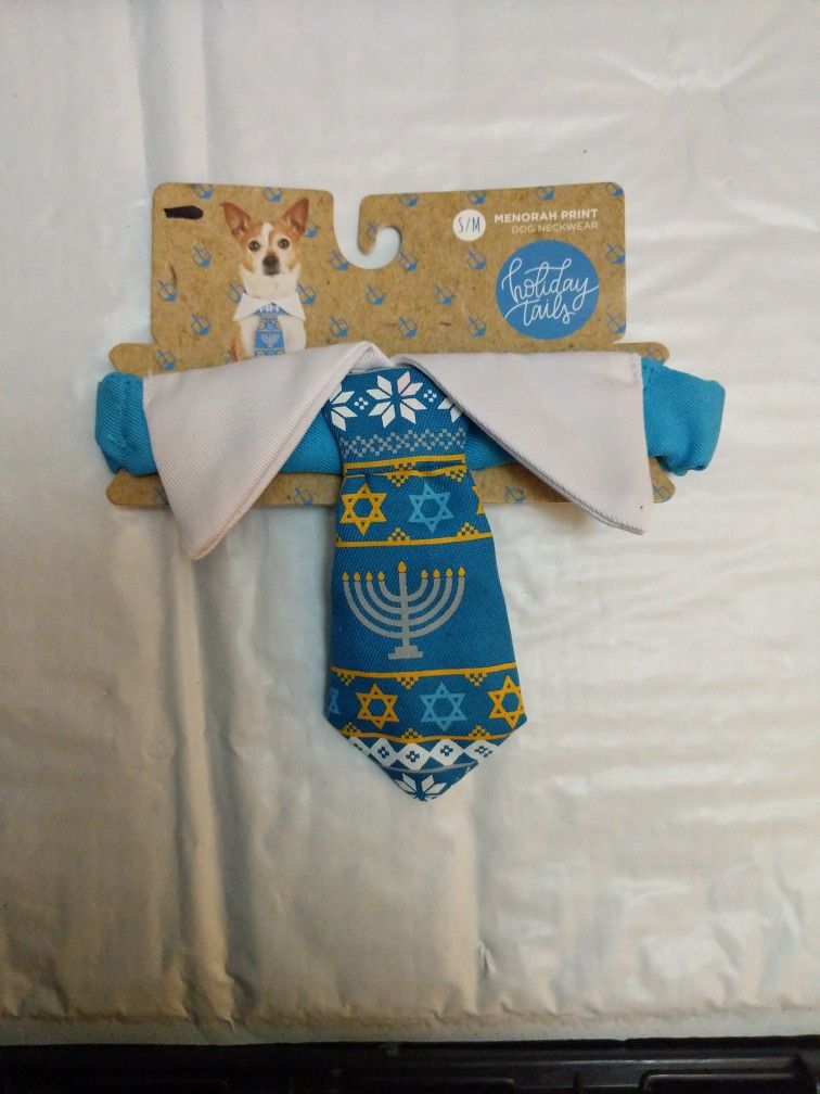 Holiday Tails Hanukkah Menorah Print Dog Neckwear - Brand New