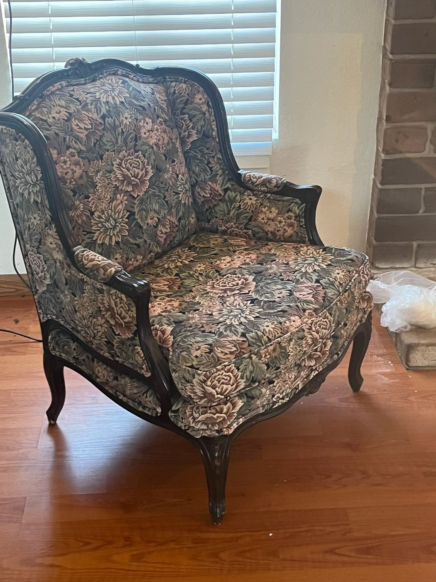 Wingback Floral Antique Chair