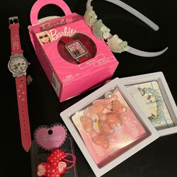 Brand New Authentic Barbie Watch And brand new authentic Disney Miki mini watch, blue hair band 3 cats, 2 mosquito repellent bracelets blue and pink, 