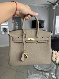 Grey Birkin Style 25 Crossbody Bag