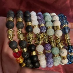 Assorted Lava Stone Elephant Bracelets