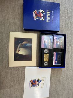 1991 Disney Fantasia Deluxe Commemorative Edition VHS CD Lithograph COA Complete