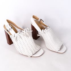 Michael Kors Woven White Leather Women's Shoes Heels 5M SG20B