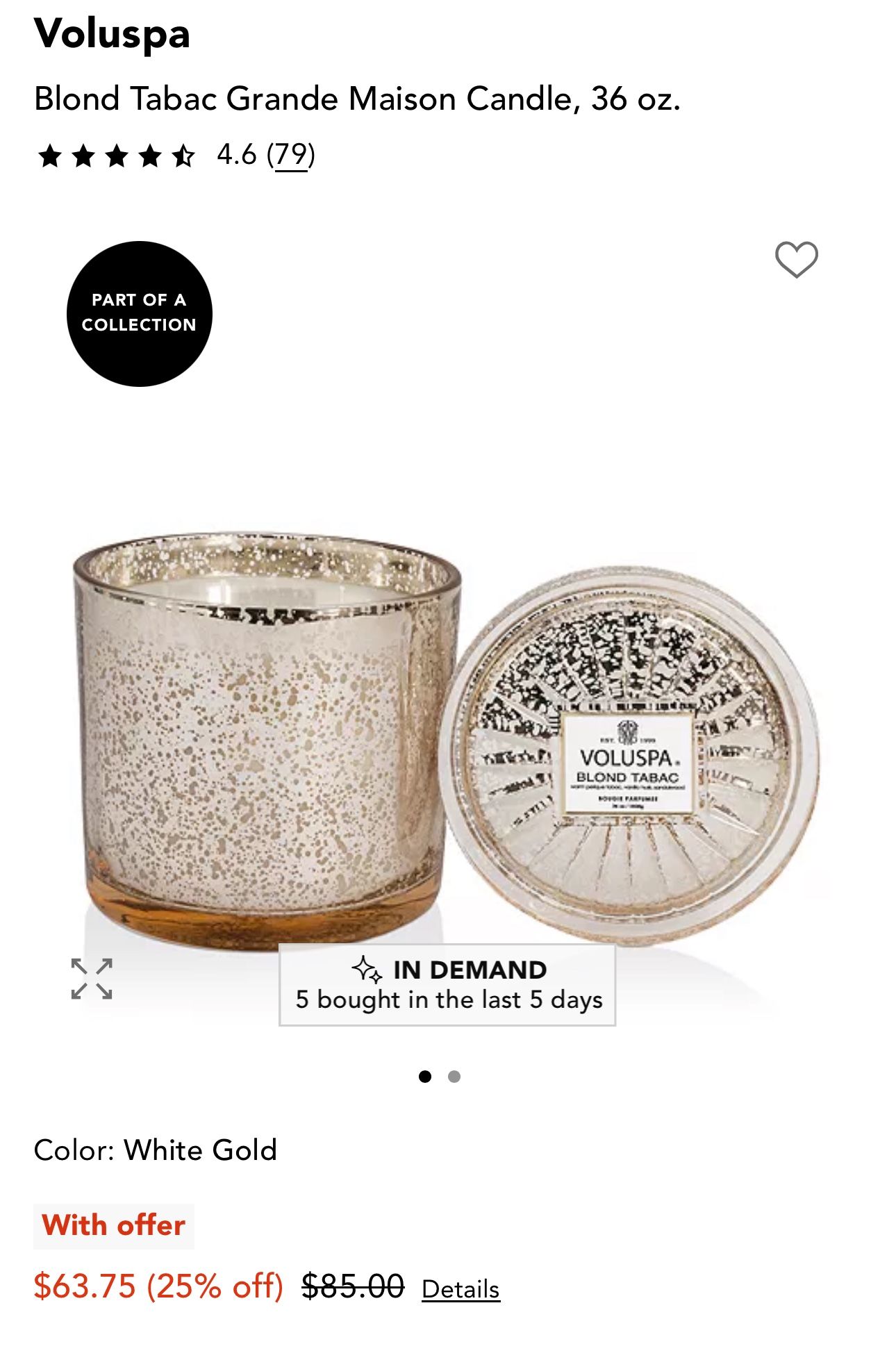 Voluspa Candle- blond tabac