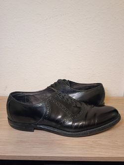 Black Leather Semi Brogue Oxford Dress Shoes Size 10.5D
