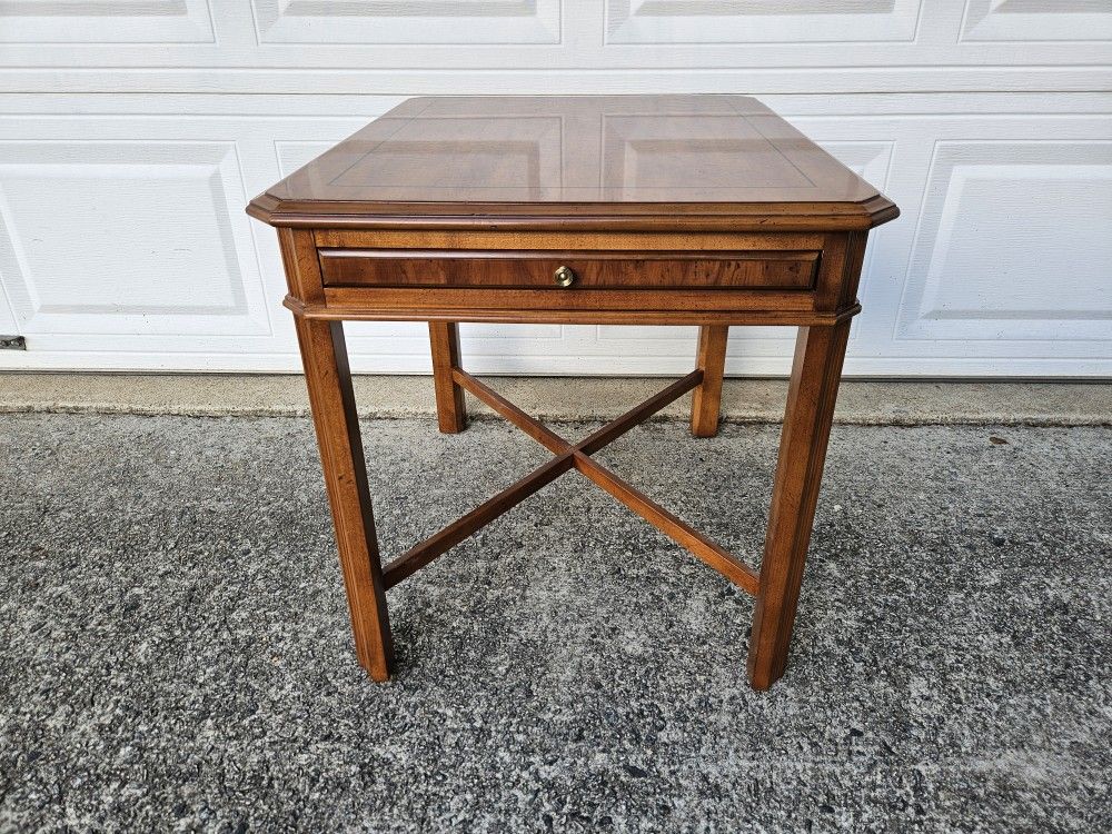 Drexel Heritage Yorkshire Yew Wood Chippendale End / Side Table