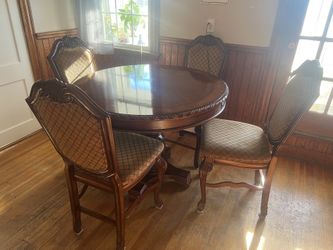 (Price Negotiable) BEAUTIFUL SOLID WOOD TABLE W/ MATCHING CHAIRS