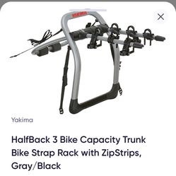 Yakima HalfBack 3 Bike Capacity Trunk Bike Strap Rack with ZipStrips, Gray/Black
