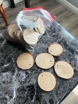 Bag of wood ornaments