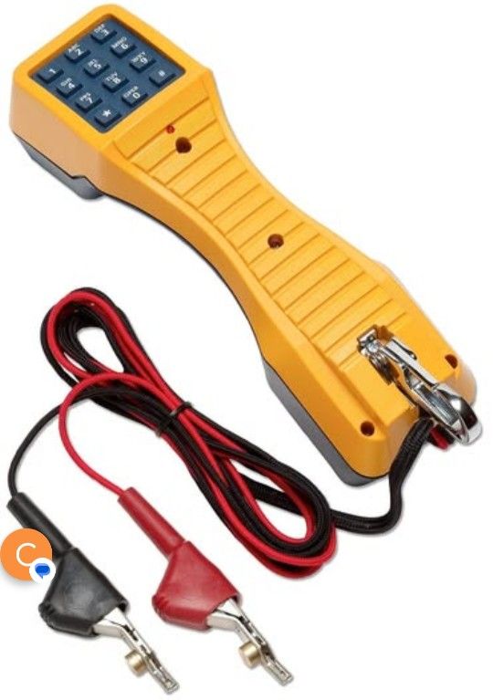 Fluke Networks 1(contact info removed) TS19 Telephone Test Set with Angled Bed-of-Nails Clips, yellow
