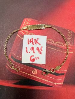14K Solid Gold Baby Bracelet For Wedding 1.9Gr 6 Inches Long