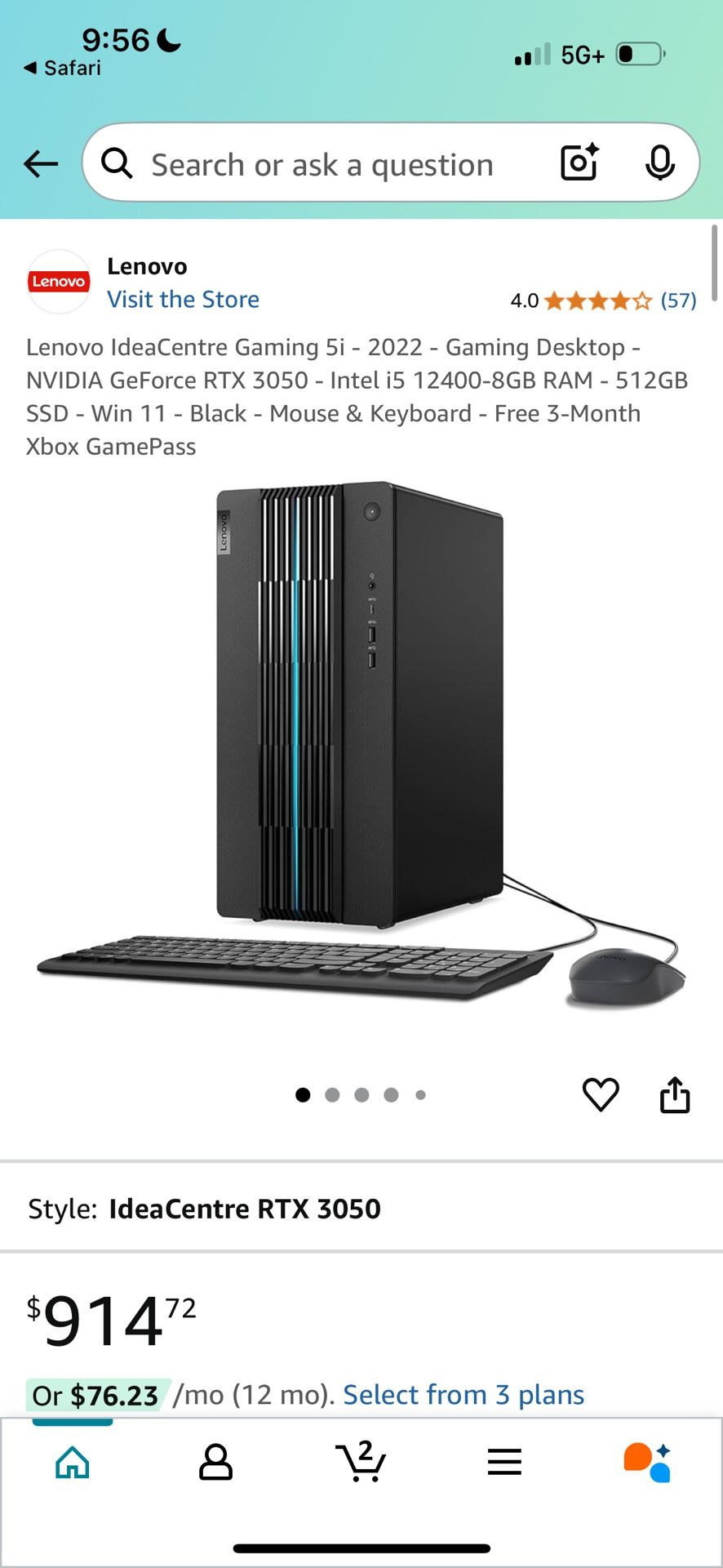 Lenovo Gaming Tower And 2 Monitors