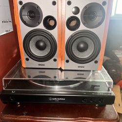 Audio Technica Record Player W/ Edifier Speakers