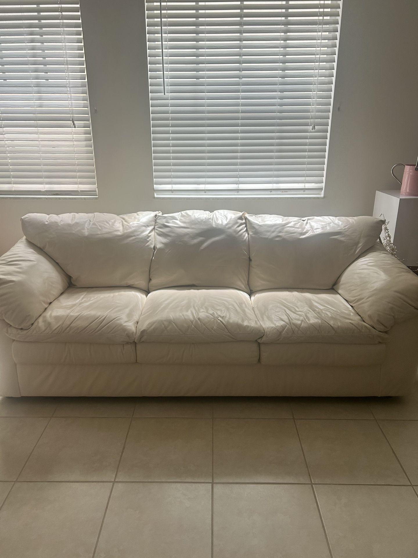 2 cream color Leather couches - see details