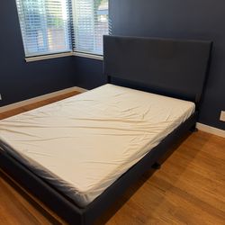 Queen Upholstered Platform Bed Frame and Headboard