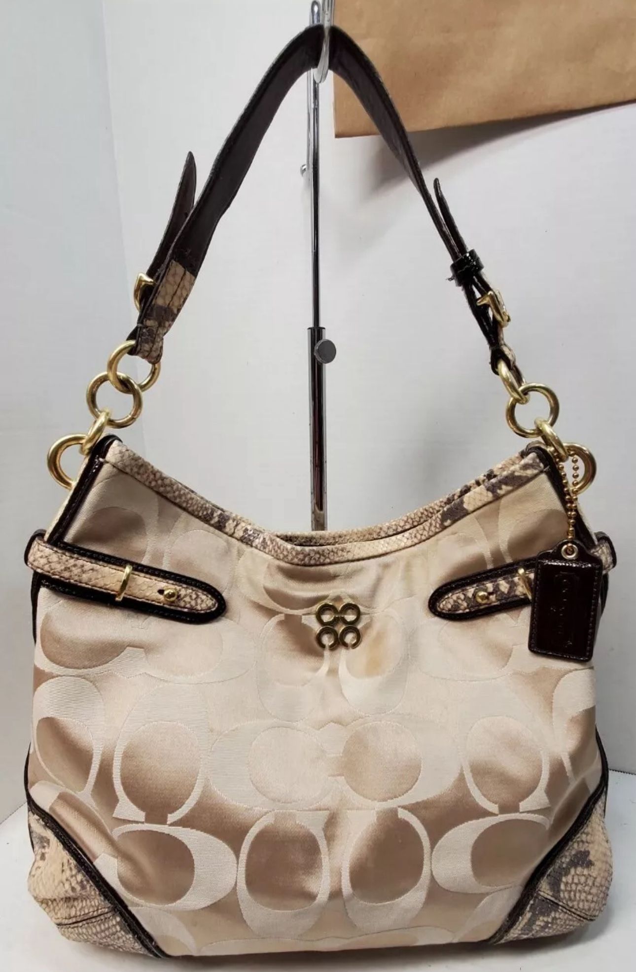 Wknd SALE• Vintage Coach Colette Sig Python Leather Bag