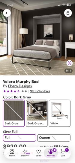 Murphy bed full size Grey with mattress