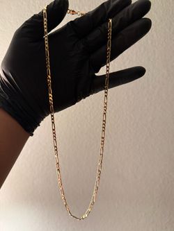 Gold Figaro Link Chain Necklace 14k 20 inch