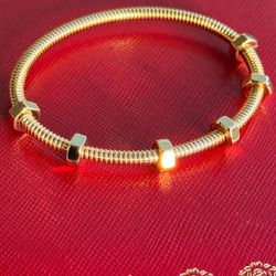 ÉCROU DE CARTIER 18k Yellow gold bangle BRACELET size 16 full set