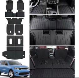 Cargo Mat Backrest Mat Floor Mats for Dodge Durango2016-2024 2025 Accessories Captain Chairs, All-Weather TPE Trunk Mat Cargo Liner Protector for Do