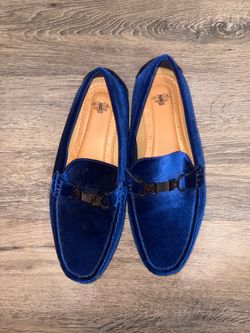 Homecoming royal blue velvet shoes