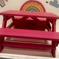 OUR GENERATION DOLL  PINK PICNIC TABLE!  BRAND NEW WITH TAGS