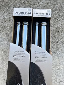 Set of two chrome type curtain rods
