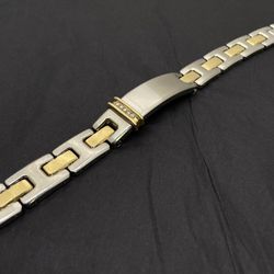 Stainless Steel And Gold Diamond Bracelet 